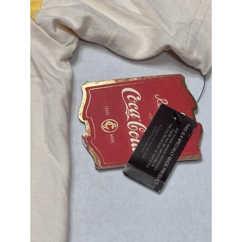 Red Jacket Coca-Cola Retro Enjoy Coke T-Shirt 2XL Cream Striped Sleeves NWT - Picture 6 of 8